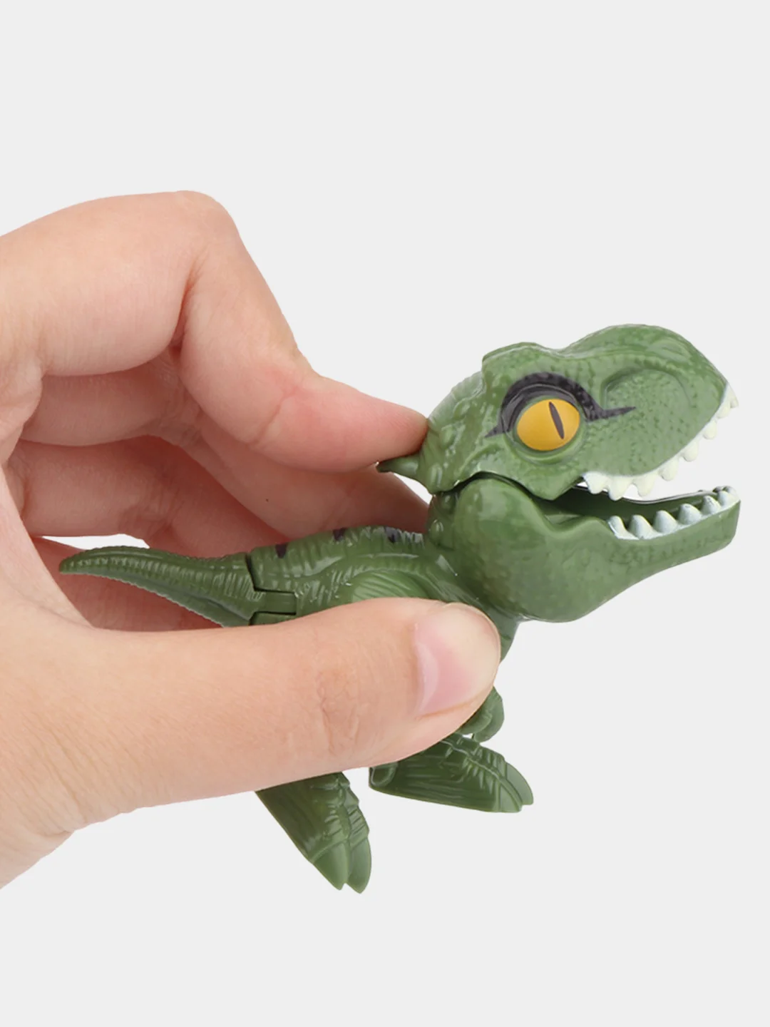 Тёмно-зелёный динозавр T-Rex в яйце, с подвижной челюстью и конечностями