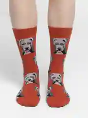 Красный носки мужские высокие с принтом