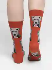 Красный носки мужские высокие с принтом