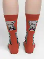 Красный носки мужские высокие с принтом