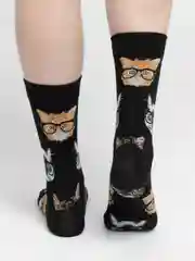 Угольный носки мужские высокие с принтом