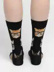 Угольный носки мужские высокие с принтом