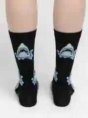 Черный носки мужские высокие с принтом