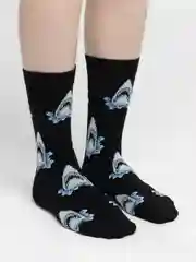 Черный носки мужские высокие с принтом