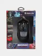Черный игровая мышь с подсветкой Defender Bionic GM-250L, 6 кнопок, 800-3200 dpi