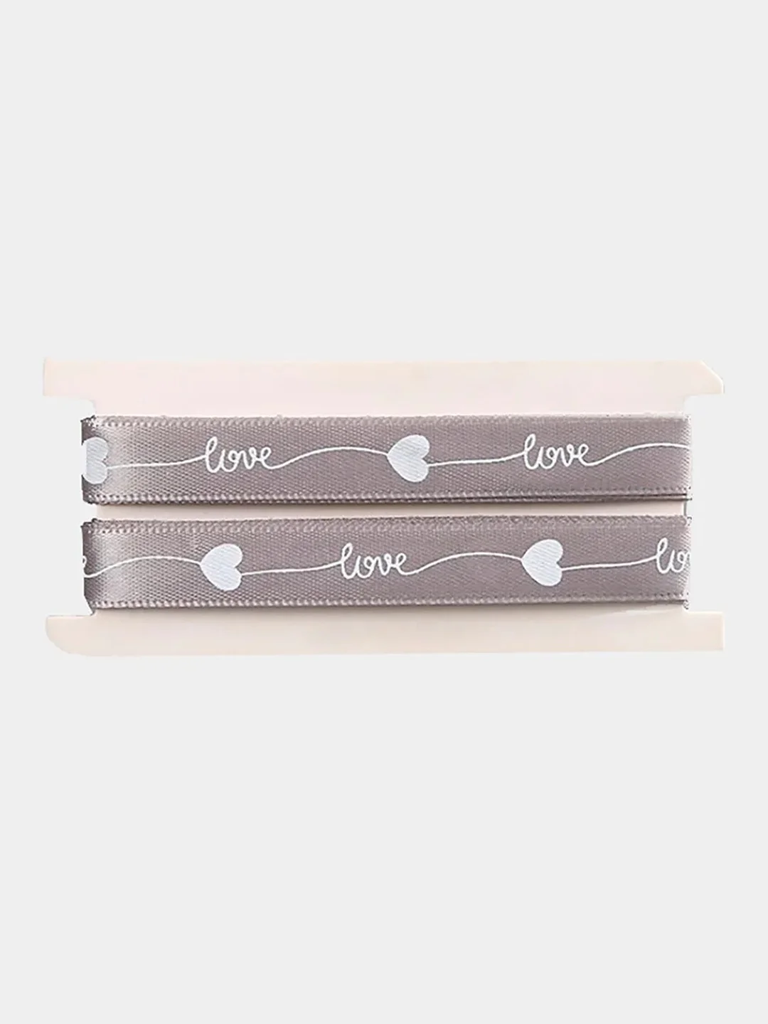 Серый лента атласная с надписью "love" 10мм. х 2 м. 5 м