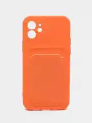 Оранжевый чехол на iPhone (Айфон) 11, 13, 14, 7 8 Plus X XR XS, 12 Mini Pro Max, с карманом для карт