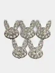 Серебряный кабошоны "Зайчик", 5 шт, 11х16 мм
