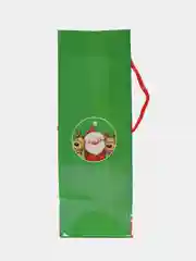 Зеленый подарочный пакет, новогодний, с Дед Морозом, 14*20 см