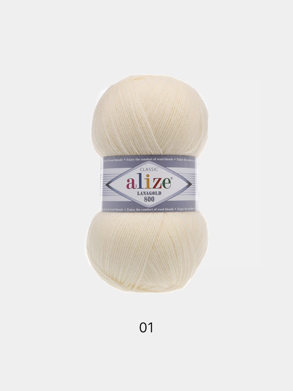 Пряжа Alize Lanagold 800 Акрил 51% Шерсть 49% 100г 800м (шт./ упаковка 5шт.)