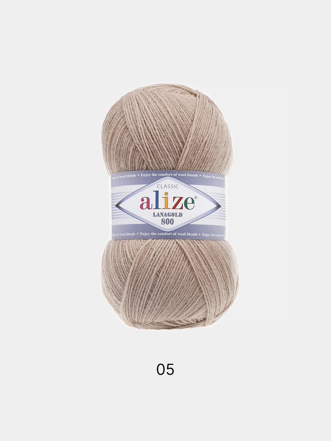 Пряжа Alize Lanagold 800 Акрил 51% Шерсть 49% 100г 800м (шт./ упаковка 5шт.)