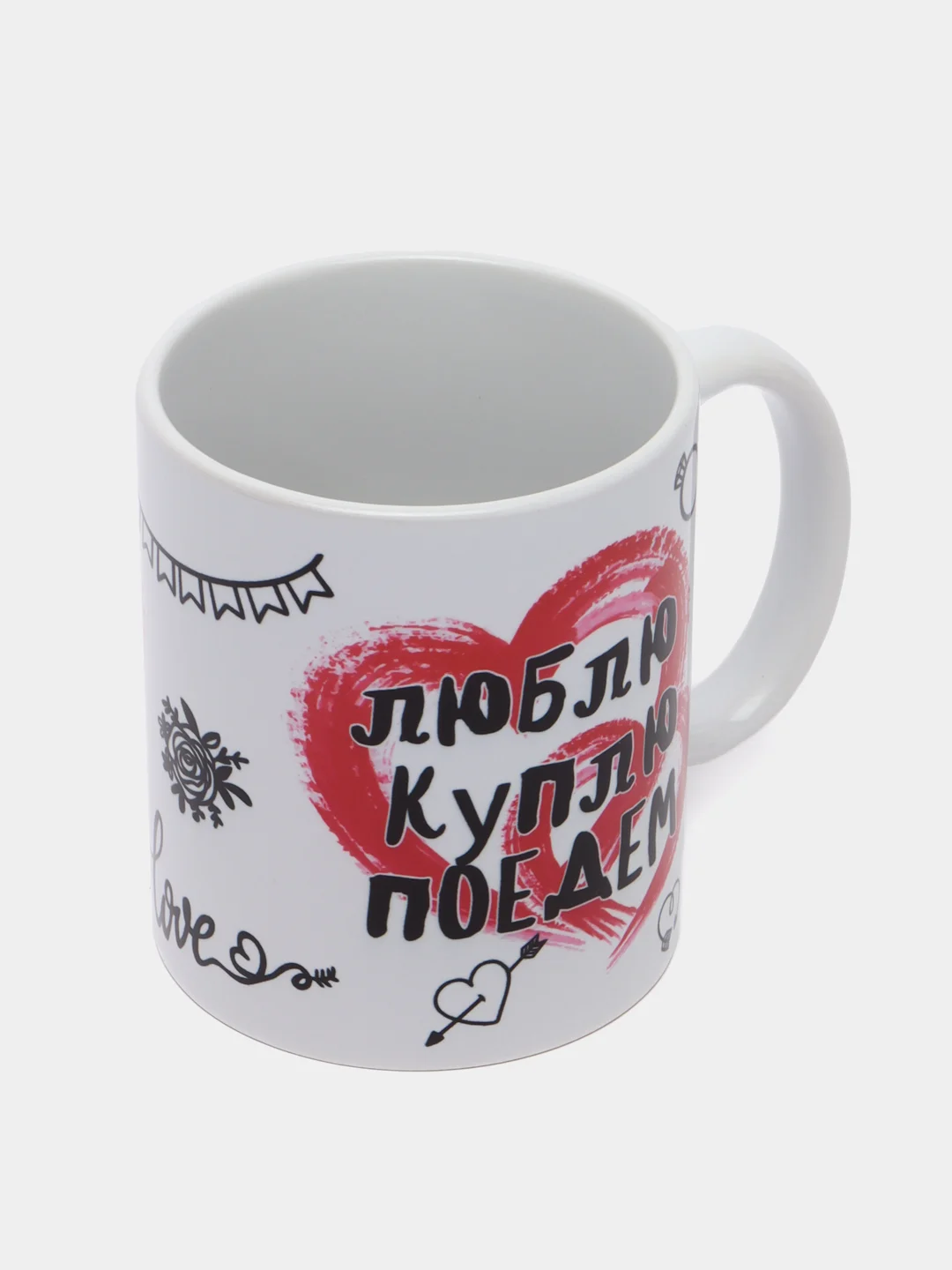 Кружка керамическая, с рисунком "Люблю", 330 мл