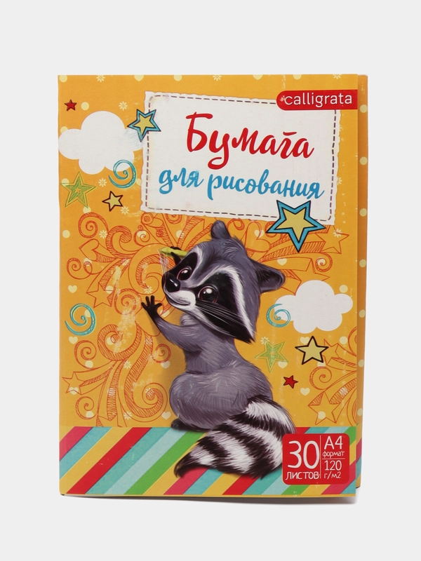 Папка для рисования "Енот", А4, 30 листов, плотность 120 г/м