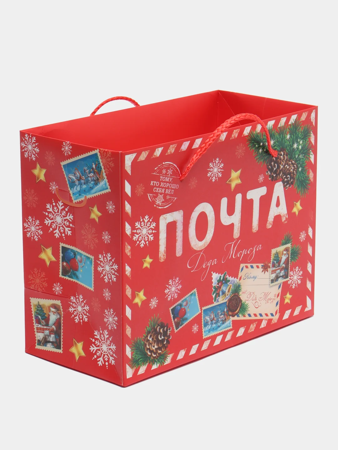Алый новогодняя коробка-пакет