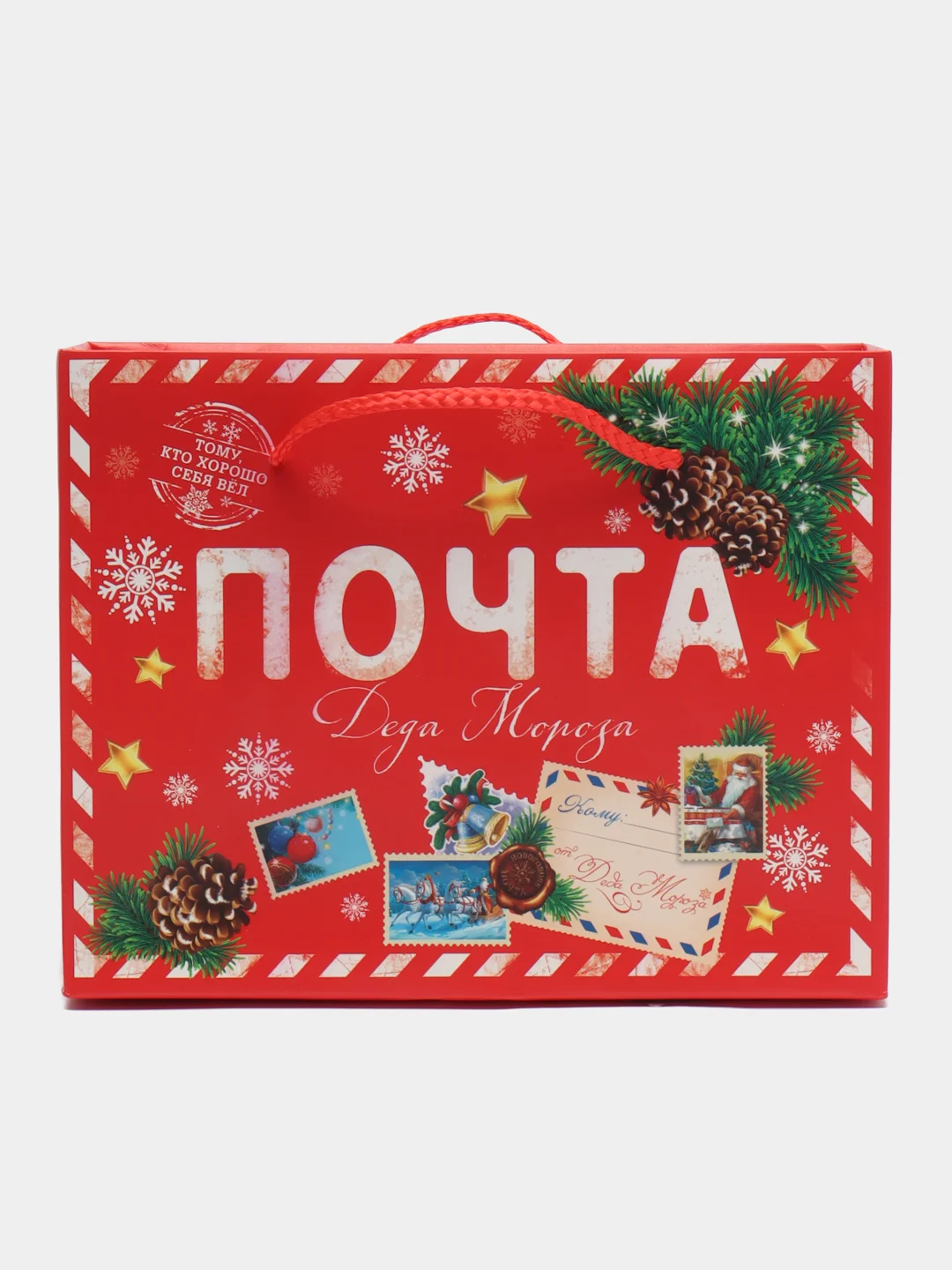 Алый новогодняя коробка-пакет
