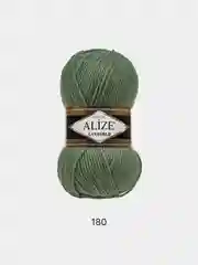 Зелёный хаки пряжа Alize Lanagold, 100гр-240м, акрил 51%- мериносовая шерсть 49%