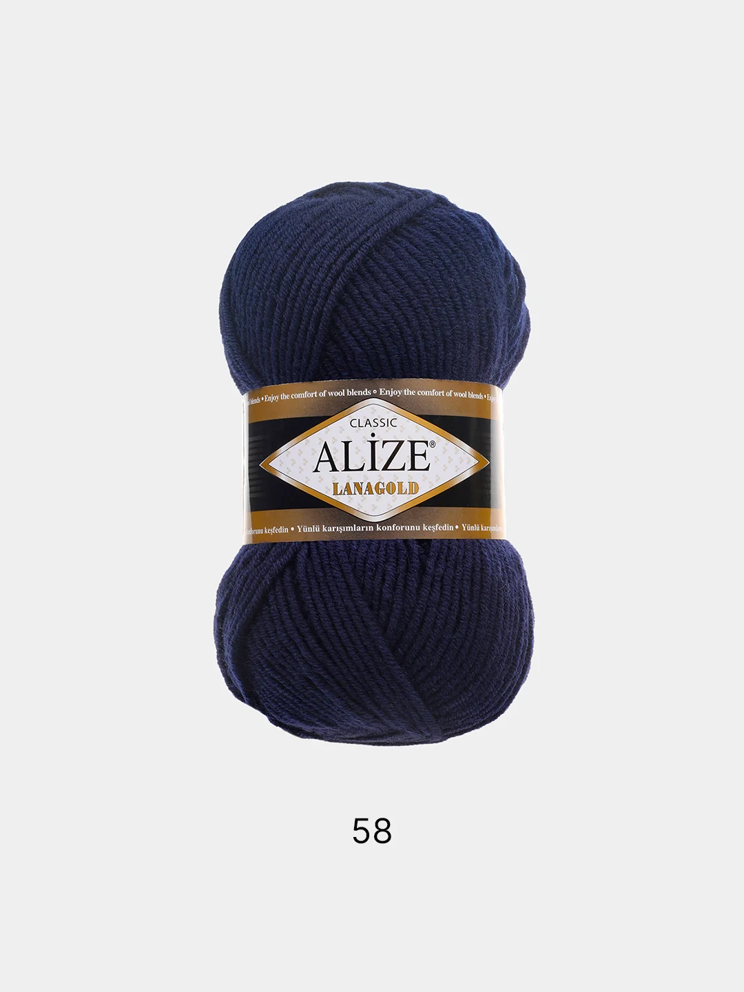 Темно-синий пряжа Alize Lanagold, 100гр-240м, акрил 51%- мериносовая шерсть 49%