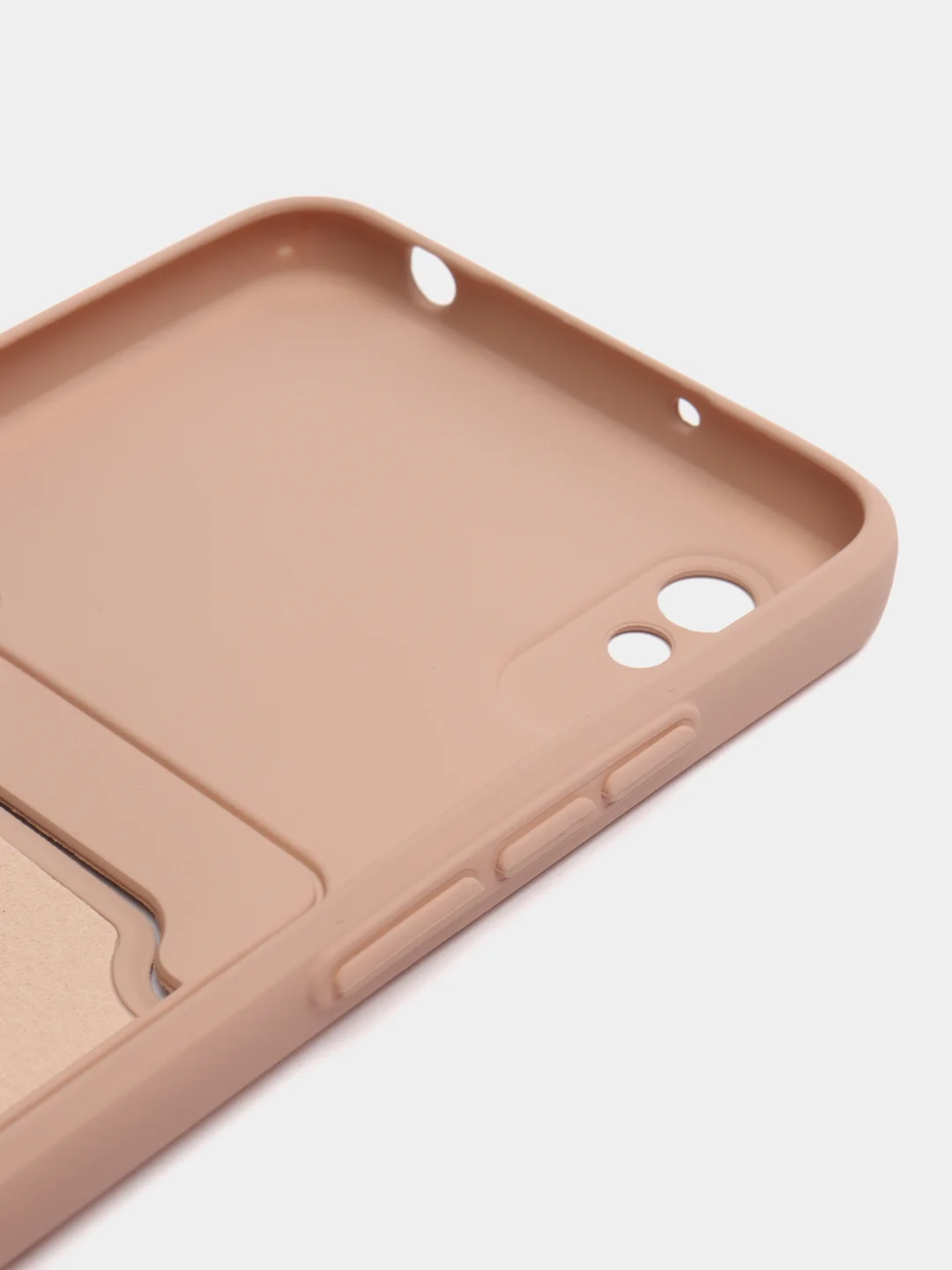 Бежевый чехол для Xiaomi Redmi 9A, Сяоми Редми 9А, силиконовый, с карманом для карты