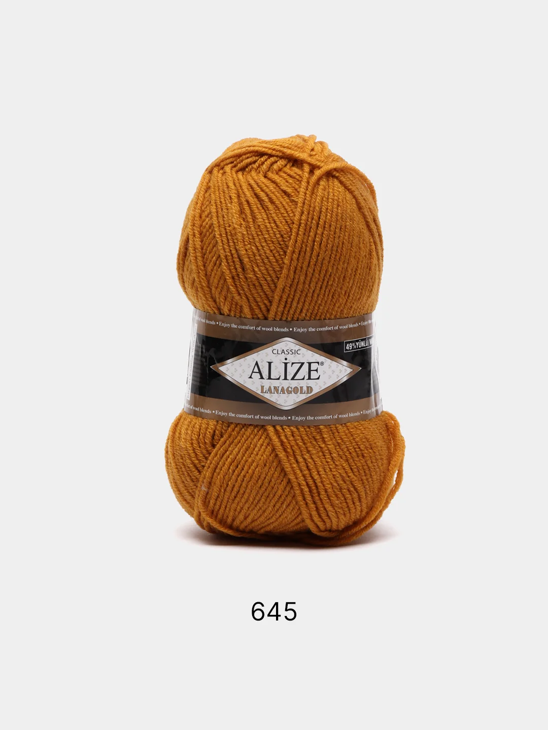 Горчичный пряжа Alize Lanagold, 100гр-240м, акрил 51%- мериносовая шерсть 49%