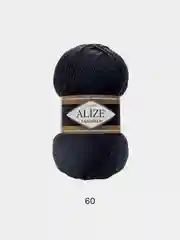 Черный пряжа Alize Lanagold, 100гр-240м, акрил 51%- мериносовая шерсть 49%