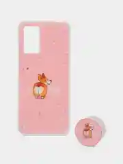 Розовый чехол для Realme 9i, Oppo A96 4G (Реалми Оппо), пластиковый, с рисунком и попсокетом