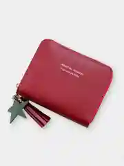 Красный компактный женский кошелек из экокожи, 8 цветов