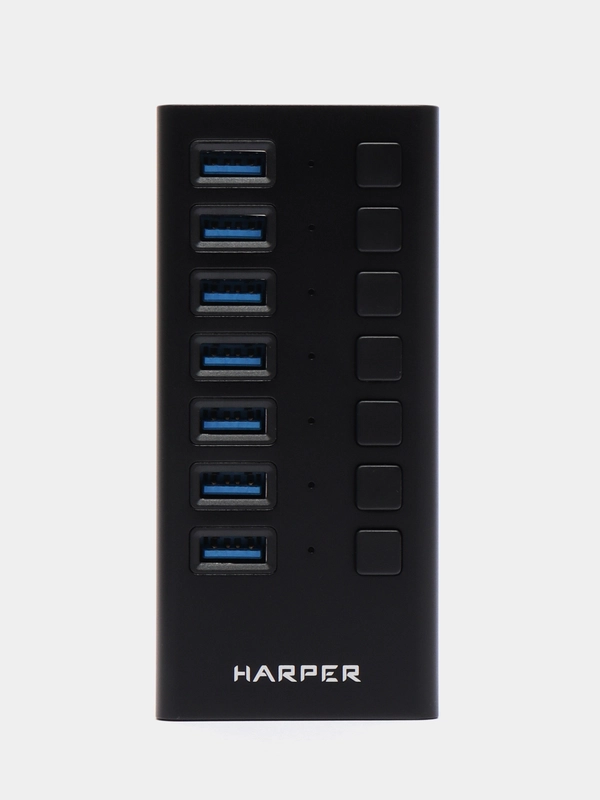 USB-концентратор HARPER HUB-07MB, USB 3.0, Type-A х 7, Black