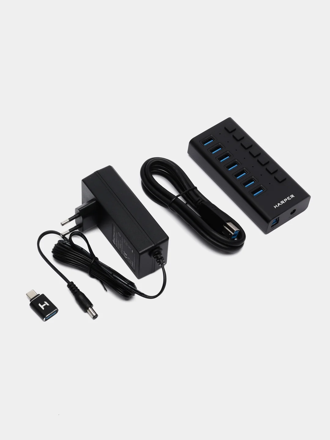 USB-концентратор HARPER HUB-07MB, USB 3.0, Type-A х 7, Black