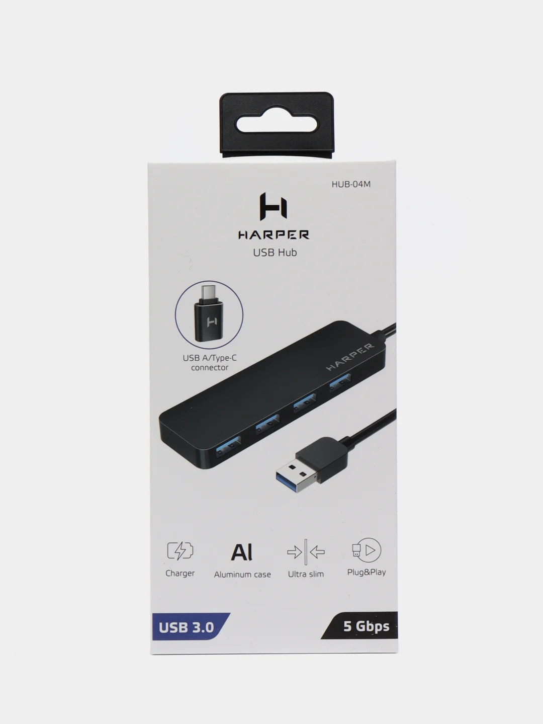 USB-концентратор Harper HUB-04M, USB 3.0, Type-A x 4
