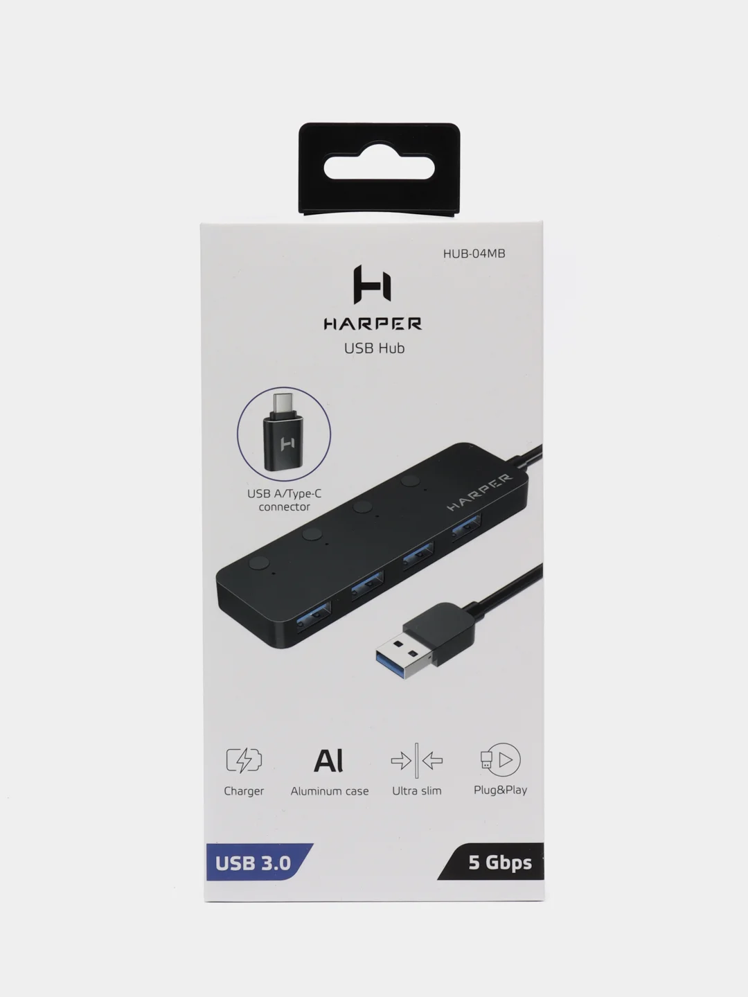 USB-концентратор Harper HUB-04MB, USB 3.0, Type-A x 4