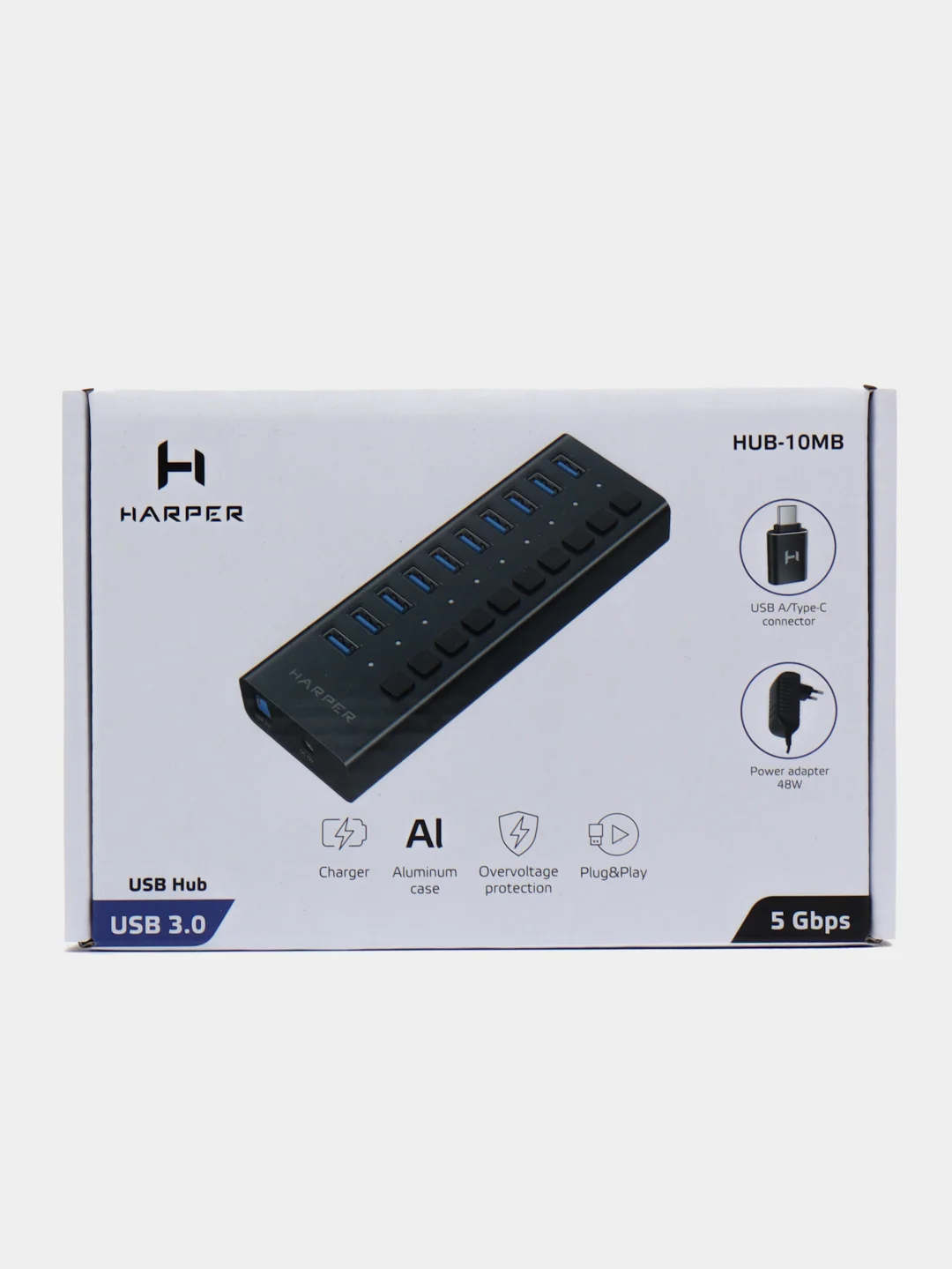 USB-концентратор Harper HUB-10MB, USB 3.0, Type-A х 10