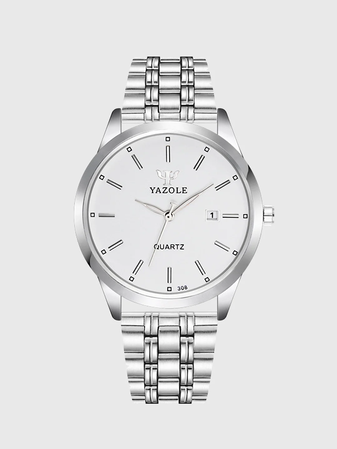 Белый мужские часы Yazole 308 в подарочной коробке-шкатулке