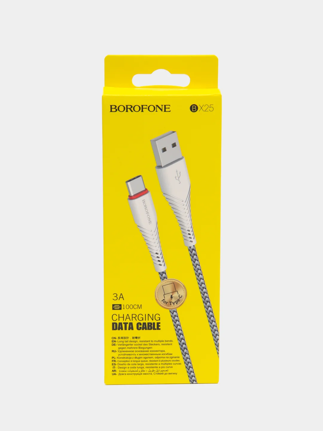 Белый usb-кабель для телефона BOROFONE BX25,100 Type-C быстрая зарядка 3A Samsung poco тайп си