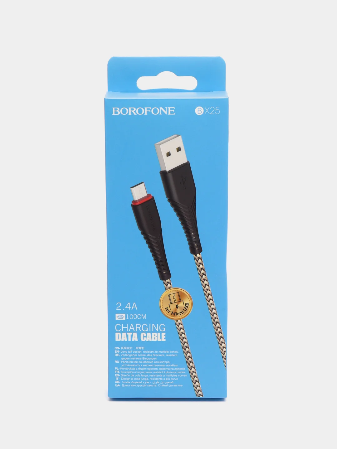 Черный зарядный USB-кабель Borofone BX25, micro USB, быстрая зарядка, 2.4А