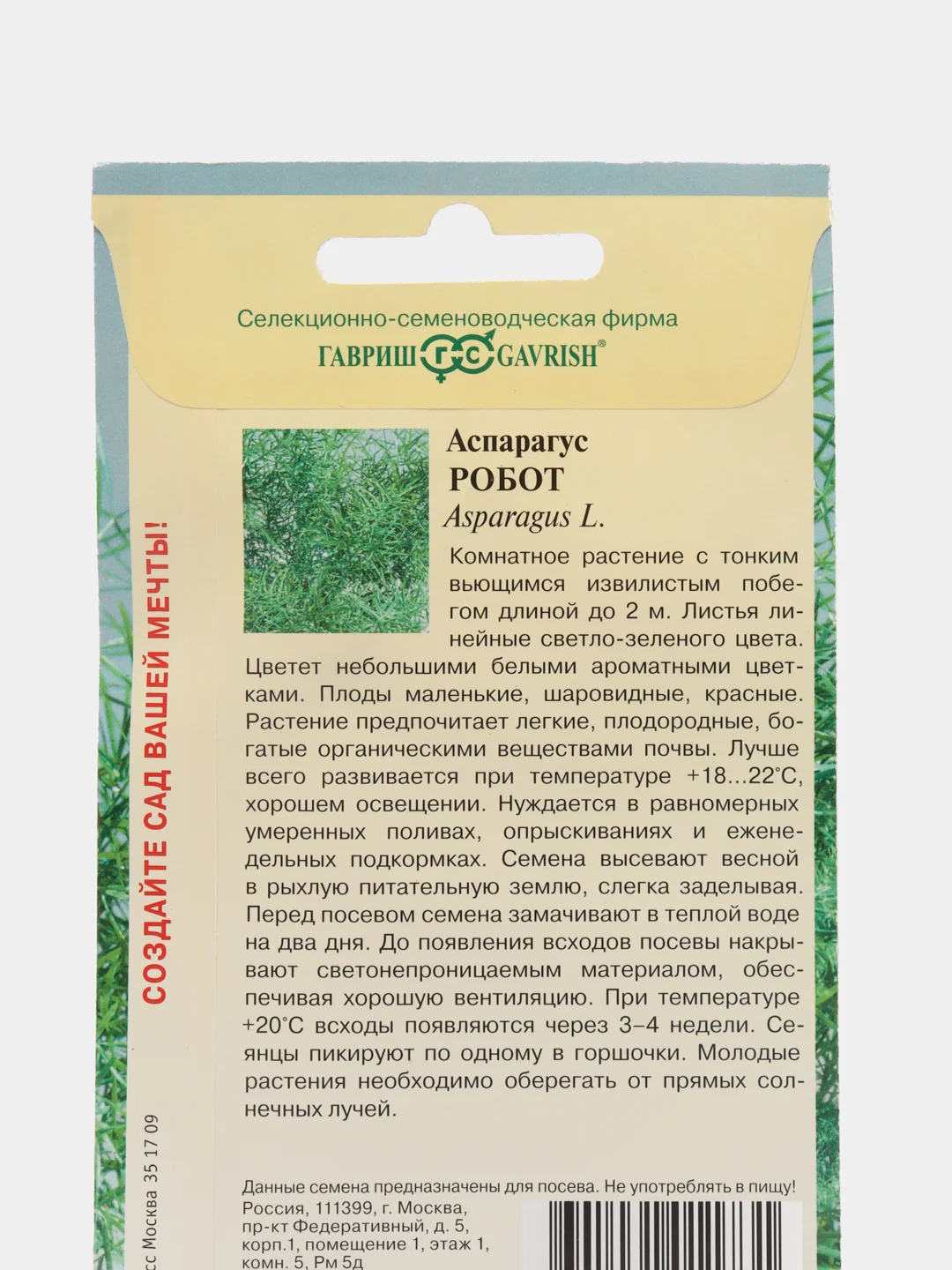 Семена цветы "Аспарагус кистистый Робот"