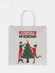 Бордовый пакет подарочный новогодний с приколами, 22 х 22 х 11 см