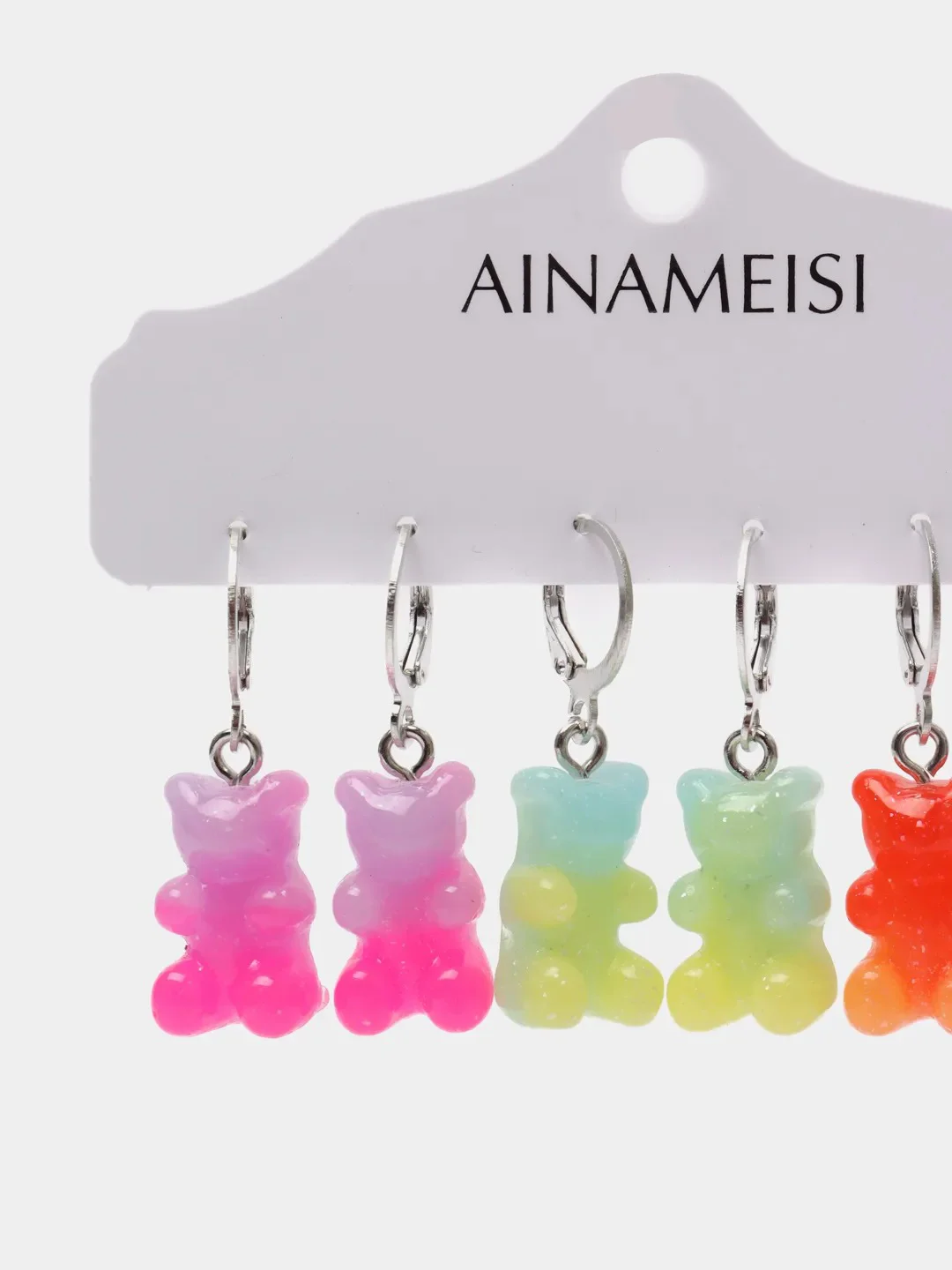 Конфетный серьги Мармеладные мишки Gummy градиент, набор из 6 штук