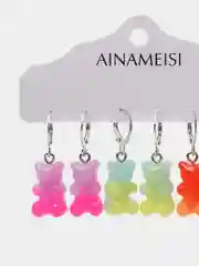 Конфетный серьги Мармеладные мишки Gummy градиент, набор из 6 штук