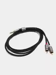 Серый металлик аудиокабель Hoco UPA 10, AUX 3.5 mm, 1.5 м, 2RCA-тюльпаны