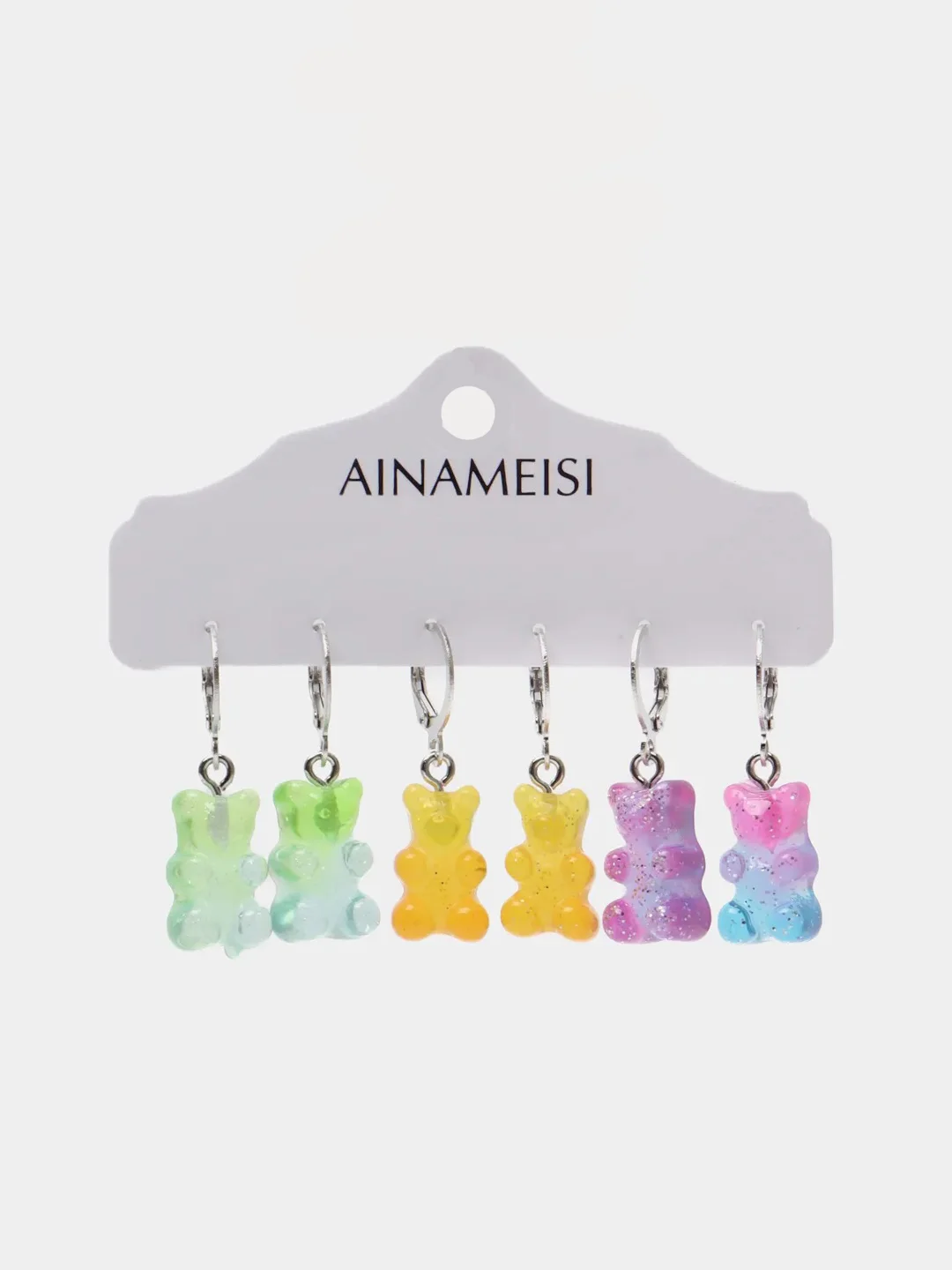 Мятный серьги Мармеладные мишки Gummy градиент, набор из 6 штук
