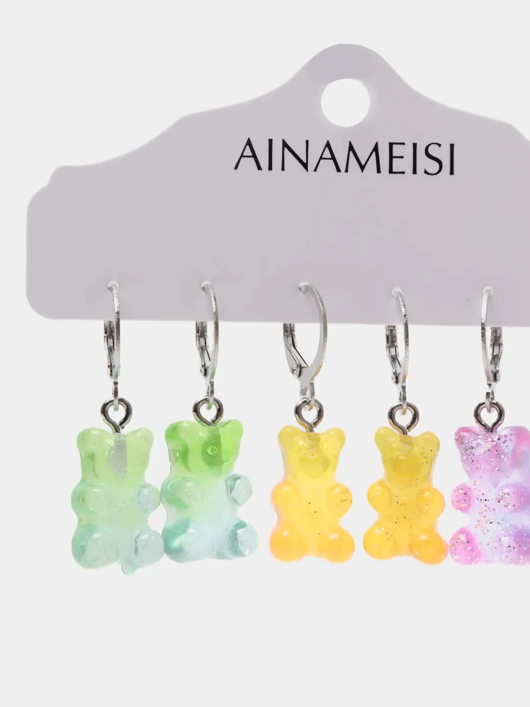 Мятный серьги Мармеладные мишки Gummy градиент, набор из 6 штук