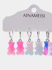 Розовый серьги Мармеладные мишки Gummy градиент, набор из 6 штук