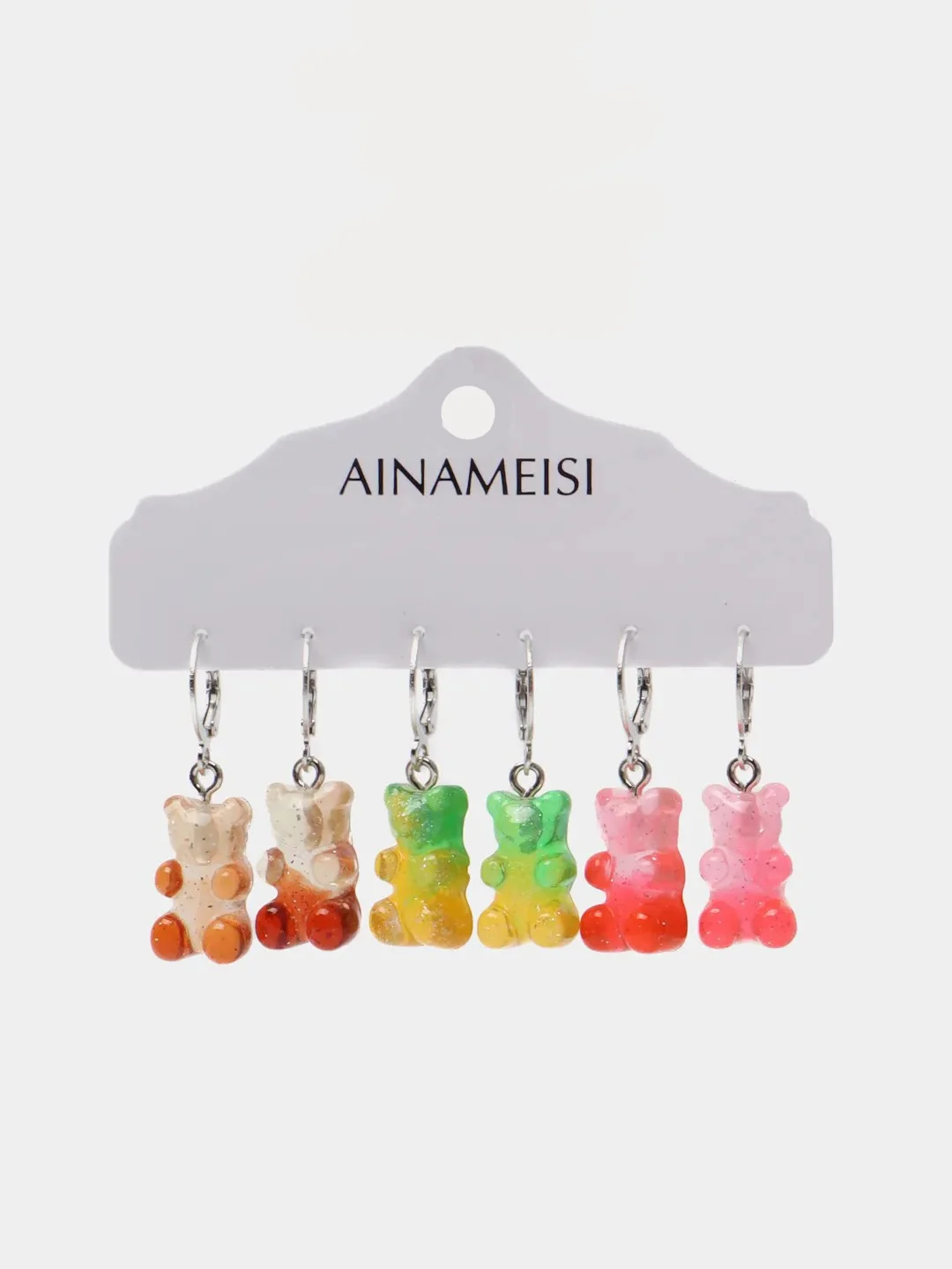 Карамельный серьги Мармеладные мишки Gummy градиент, набор из 6 штук