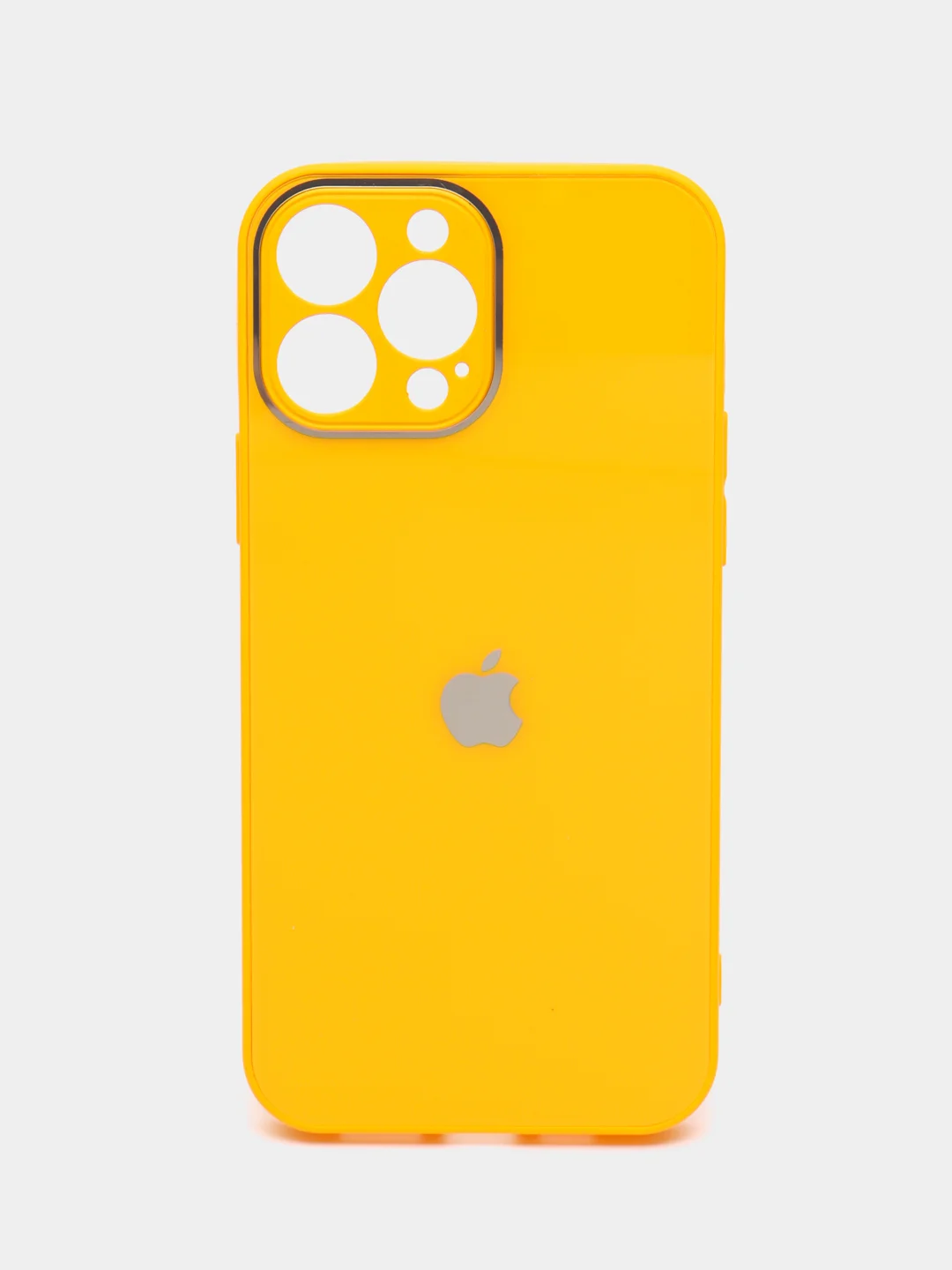 Светло-оранжевый чехол iPhone 11, 12, 13 Pro Max, 14 Plus, твердый пластиковый глянцевый под стекло