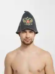 Шапка для бани "Герб. Горд быть русским", с вышивкой