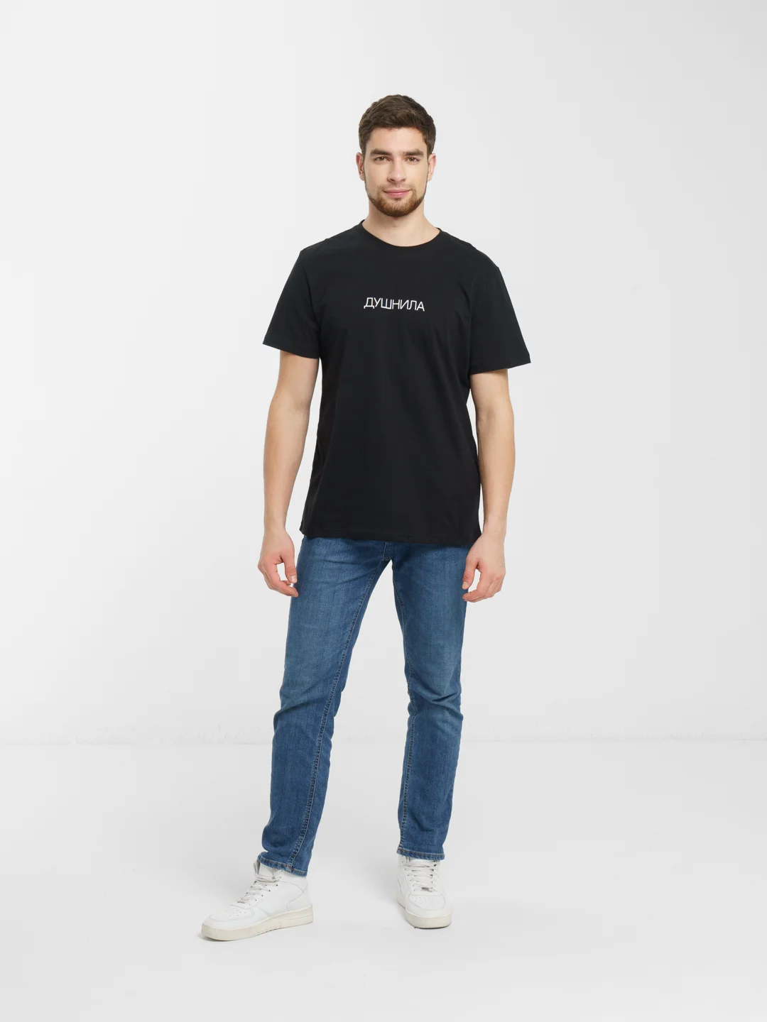 Черный футболка SPACE Унисекс Oversize  Душнила
