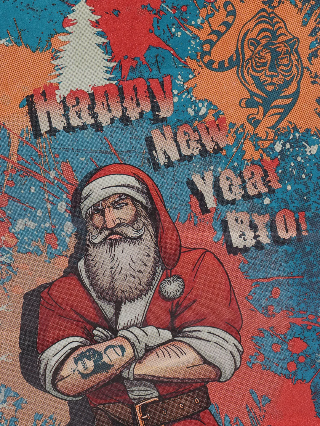 Синий пакет подарочный для мужчин (5 шт) Happy New Year, Bro, 22 х 27 см, крафт-бумага