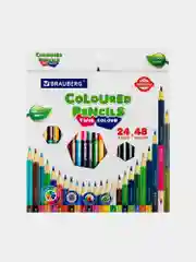 Карандаши цветные мягкие двусторонние BRAUBERG PREMIUM TWIN COLOUR 24 штуки, 48 цветов