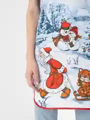 Алый новогодний фартук, кухонный
