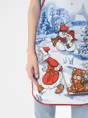 Синий новогодний фартук, кухонный